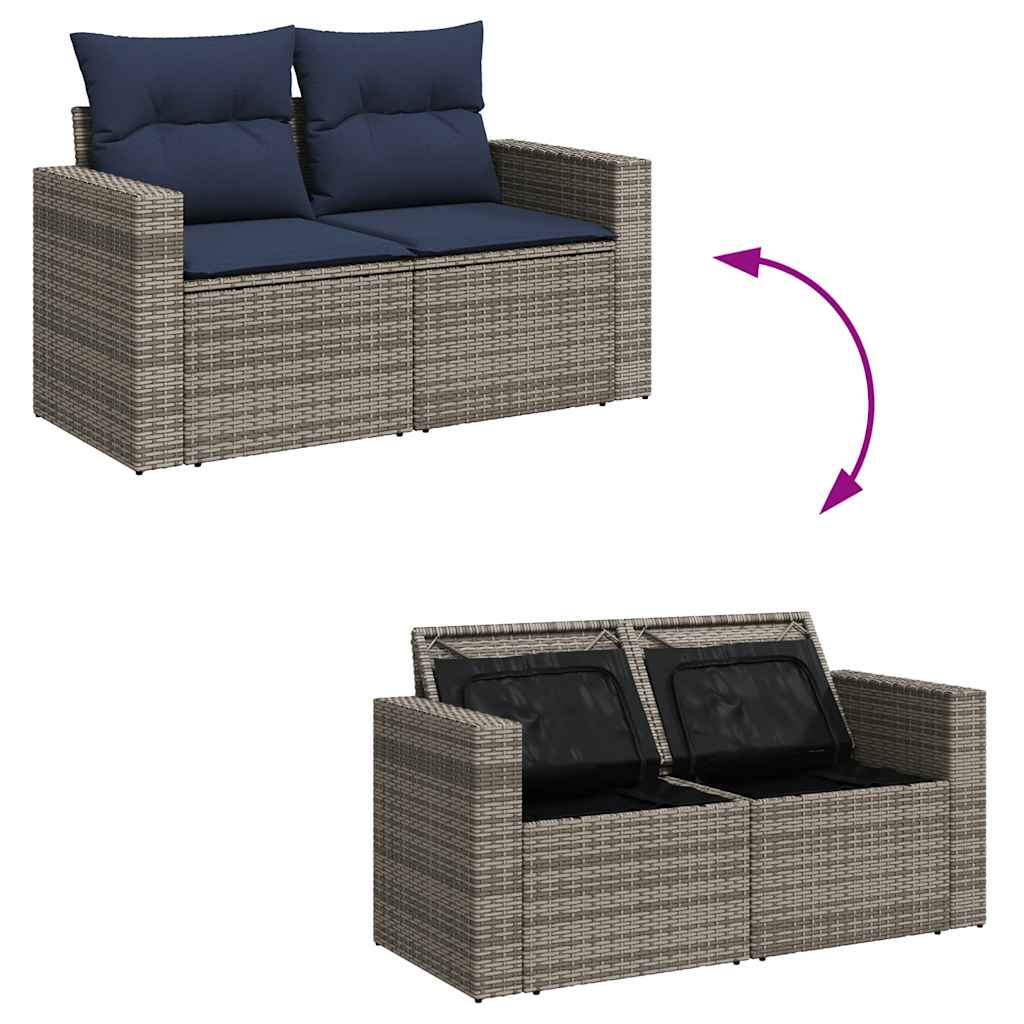 Set Divano da Giardino 9 pz con Cuscini Grigio in Polyrattan - homemem39