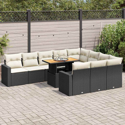Set Divani da Giardino 11 pz con Cuscini in Polyrattan Nero | homemem39