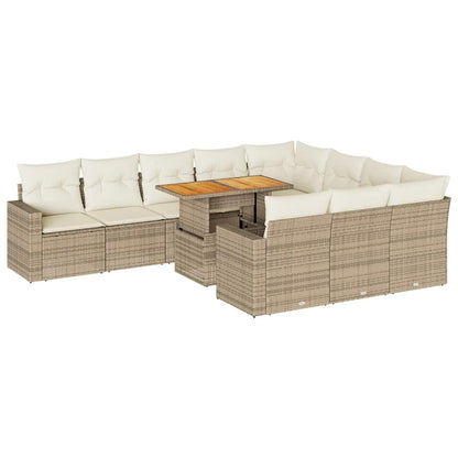 Set Divani da Giardino 11 pz con Cuscini Beige in Polyrattan - homemem39