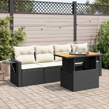 Set Divani da Giardino 5 pz con Cuscini in Polyrattan Nero | homemem39