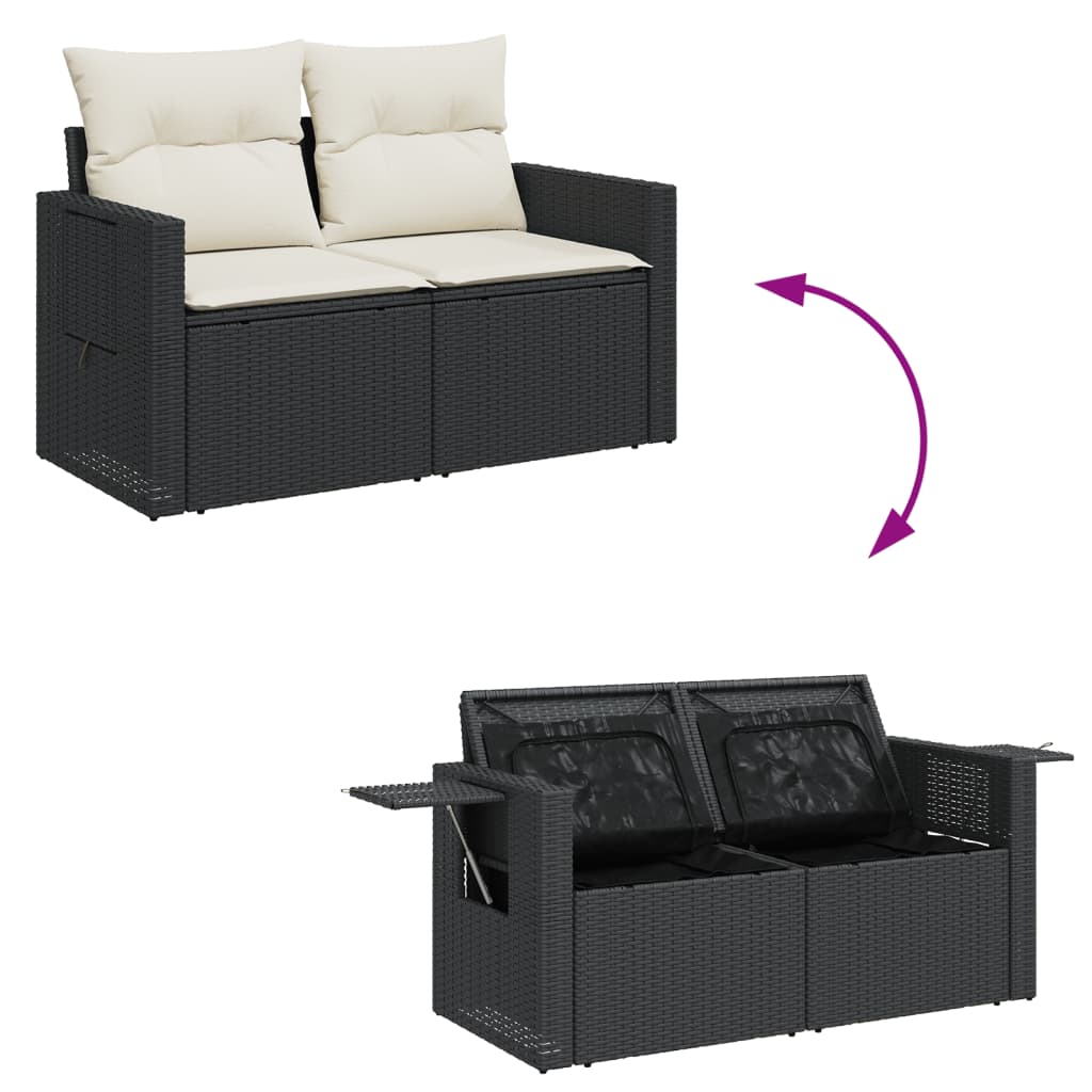 Set Divano da Giardino 6 pz con Cuscini Nero in Polyrattan - homemem39