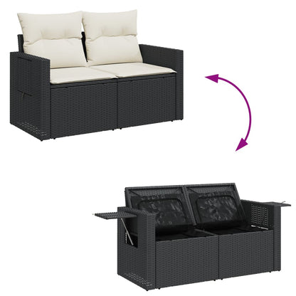 Set Divano da Giardino 6 pz con Cuscini Nero in Polyrattan - homemem39