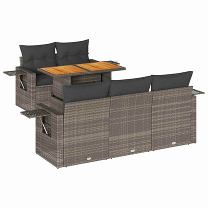 Set Divano da Giardino 6 pz con Cuscini Grigio in Polyrattan | homemem39