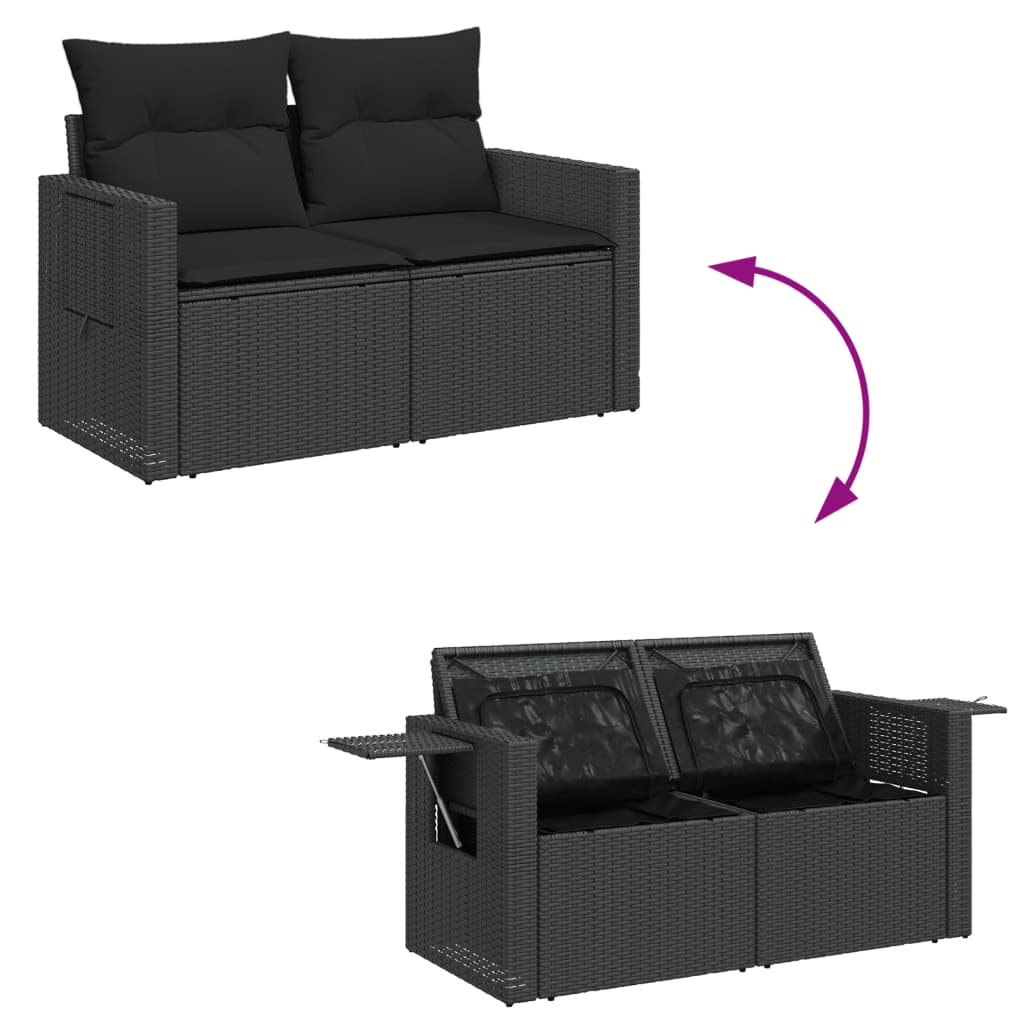 Set Divani da Giardino con Cuscini 7pz Nero Polyrattan | homemem39