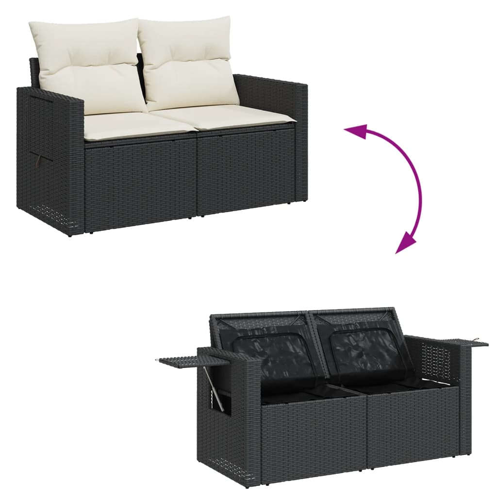 Set Divani da Giardino con Cuscini 7pz Nero Polyrattan - homemem39