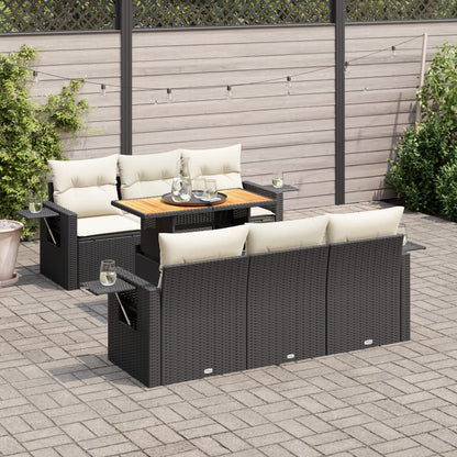 Set Divani da Giardino con Cuscini 7pz Nero Polyrattan - homemem39