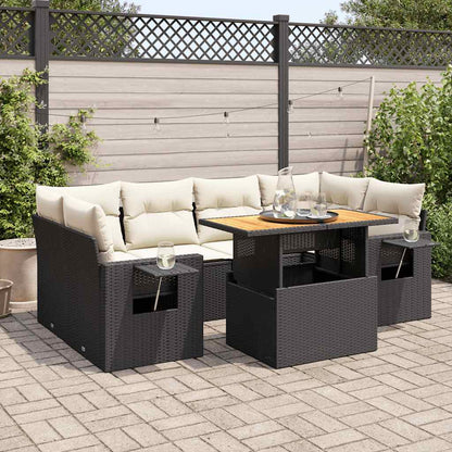 Set Divani da Giardino con Cuscini 7pz Nero Polyrattan | homemem39