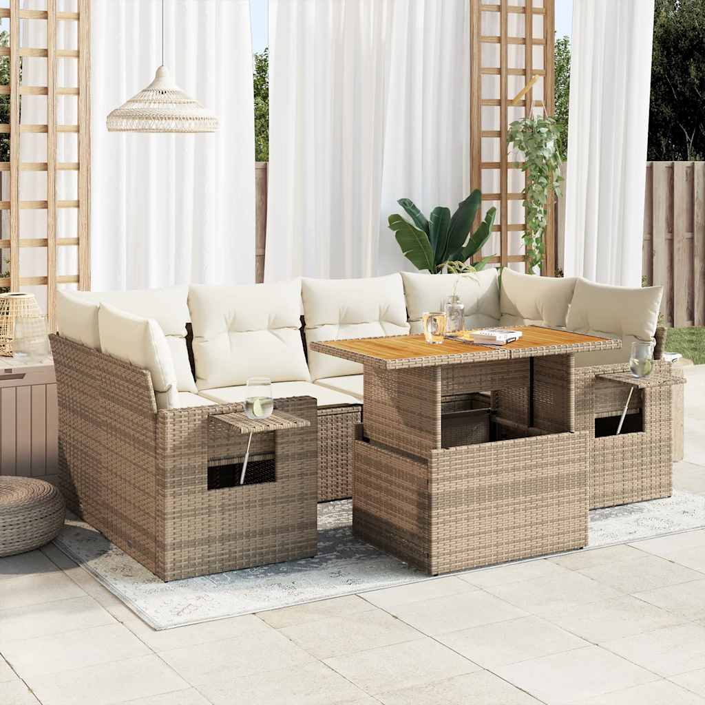 Set Divani da Giardino 7 pz con Cuscini in Polyrattan