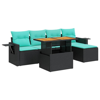Set Divano da Giardino 6 pz con Cuscini Nero in Polyrattan | homemem39