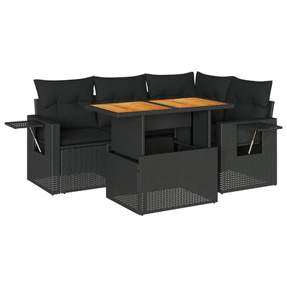 Set Divani da Giardino 5 pz con Cuscini in Polyrattan Nero | homemem39
