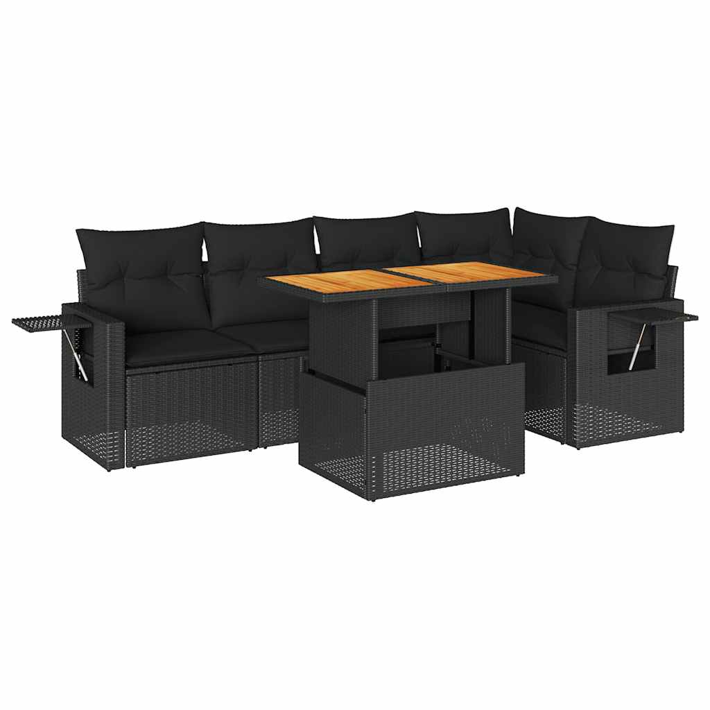 Set Divano da Giardino 6 pz con Cuscini Nero in Polyrattan | homemem39