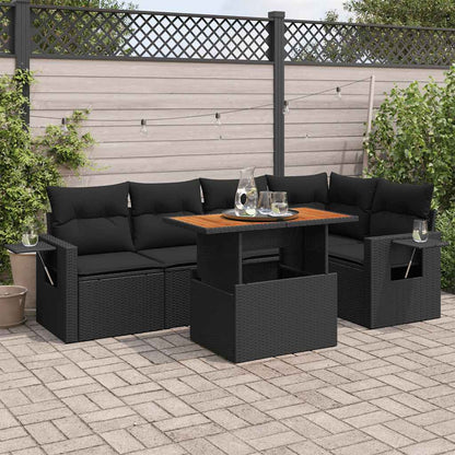Set Divano da Giardino 6 pz con Cuscini Nero in Polyrattan | homemem39