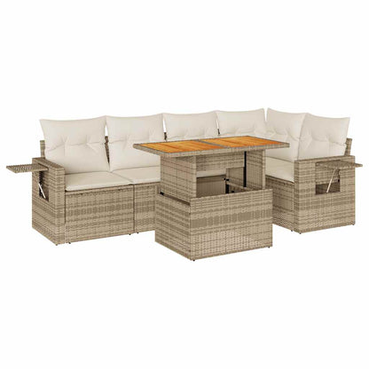 Set Divano da Giardino 6 pz con Cuscini Beige in Polyrattan - homemem39