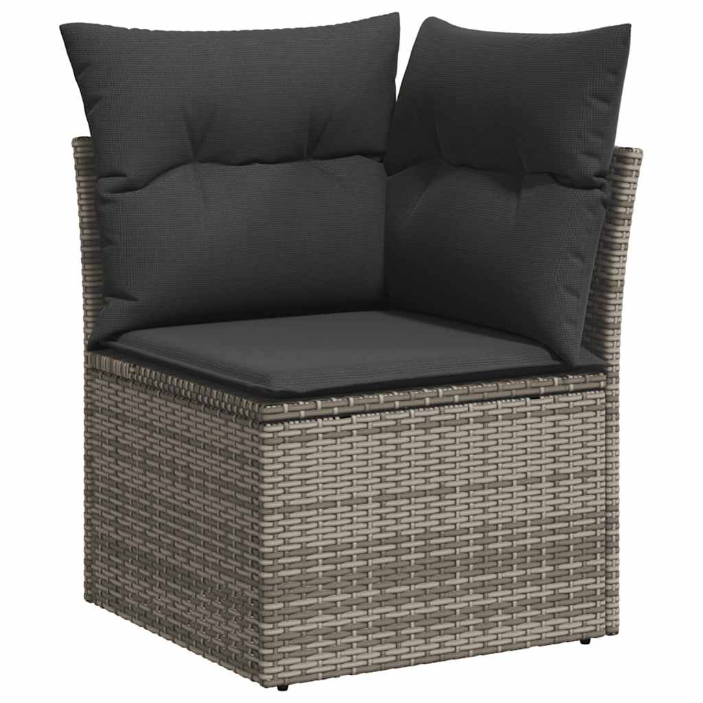 Set Divano da Giardino 9 pz con Cuscini Grigio in Polyrattan | homemem39