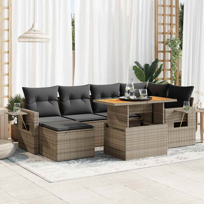 Set Divani da Giardino 7 pz con Cuscini in Polyrattan