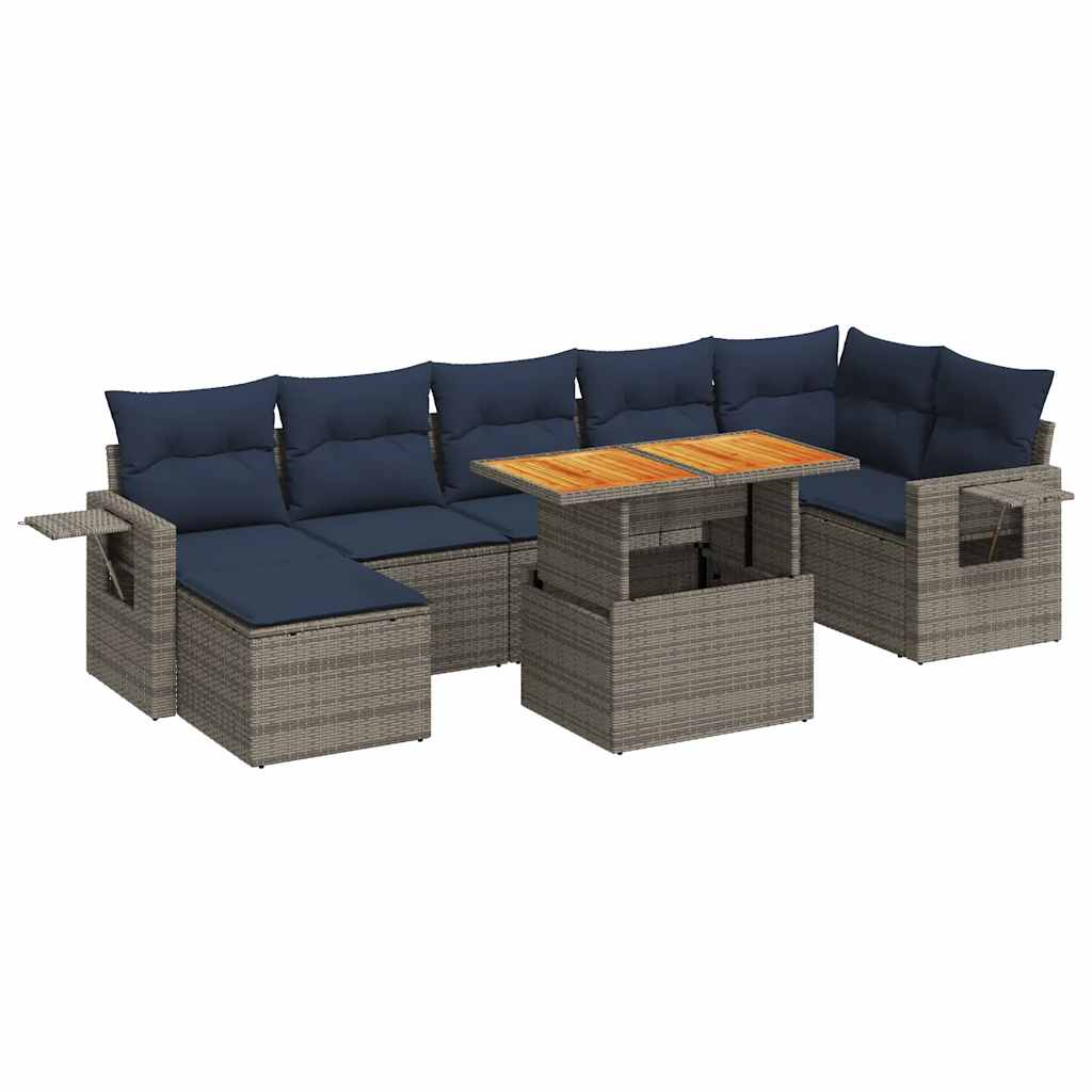 Set Divano da Giardino 8 pz con Cuscini Grigio in Polyrattan | homemem39