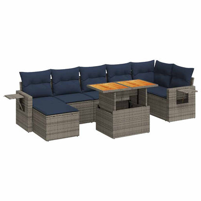 Set Divano da Giardino 8 pz con Cuscini Grigio in Polyrattan | homemem39