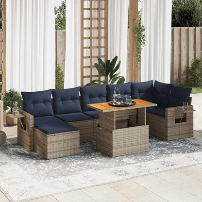 Set Divano da Giardino 8 pz con Cuscini Grigio in Polyrattan | homemem39