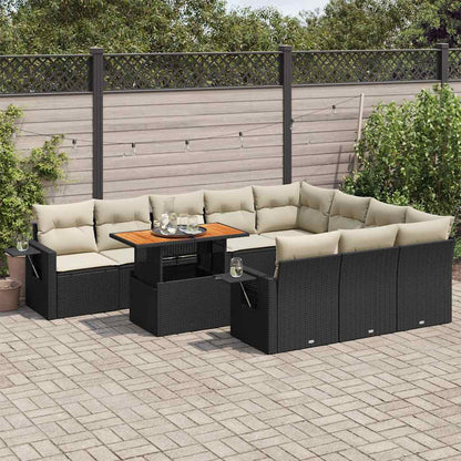 Set Divani da Giardino 11 pz con Cuscini in Polyrattan Nero | homemem39