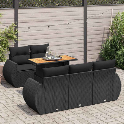 Set Divano da Giardino 6 pz con Cuscini Nero in Polyrattan | homemem39