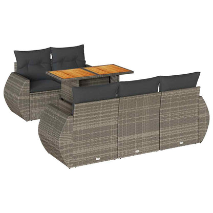 Set Divano da Giardino 6 pz con Cuscini Grigio in Polyrattan | homemem39