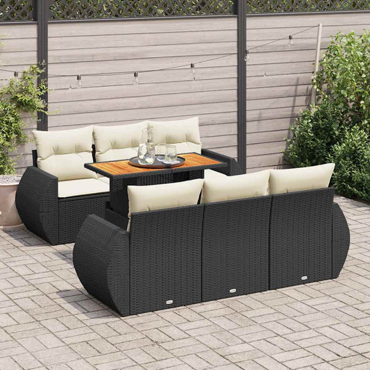 Set Divani da Giardino con Cuscini 7pz Nero Polyrattan - homemem39