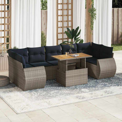 Set Divano da Giardino 8 pz con Cuscini Grigio in Polyrattan | homemem39