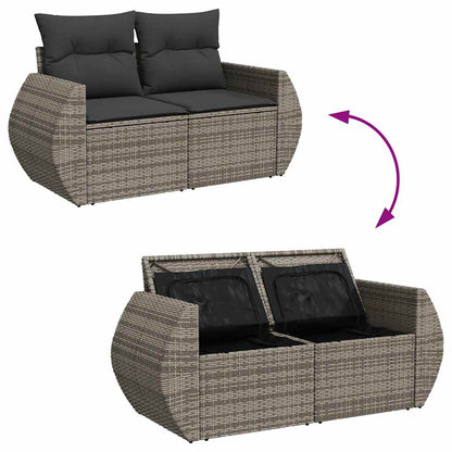 Set Divano da Giardino 9 pz con Cuscini Grigio in Polyrattan | homemem39