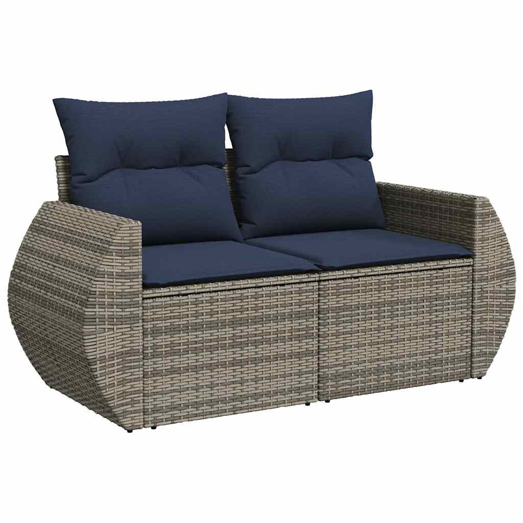 Set Divano da Giardino 9 pz con Cuscini Grigio in Polyrattan | homemem39