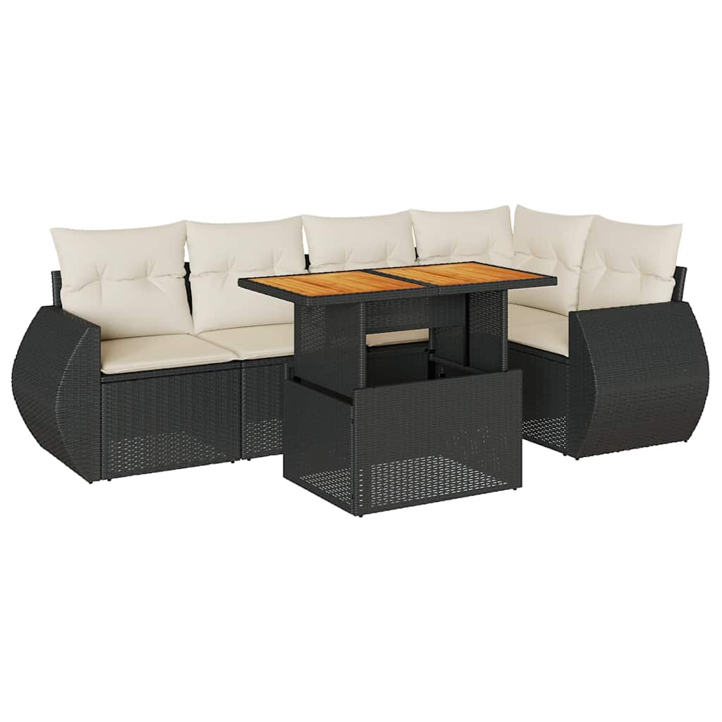 Set Divano da Giardino 6 pz con Cuscini Nero in Polyrattan | homemem39