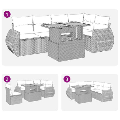 Set Divano da Giardino 6 pz con Cuscini Grigio in Polyrattan