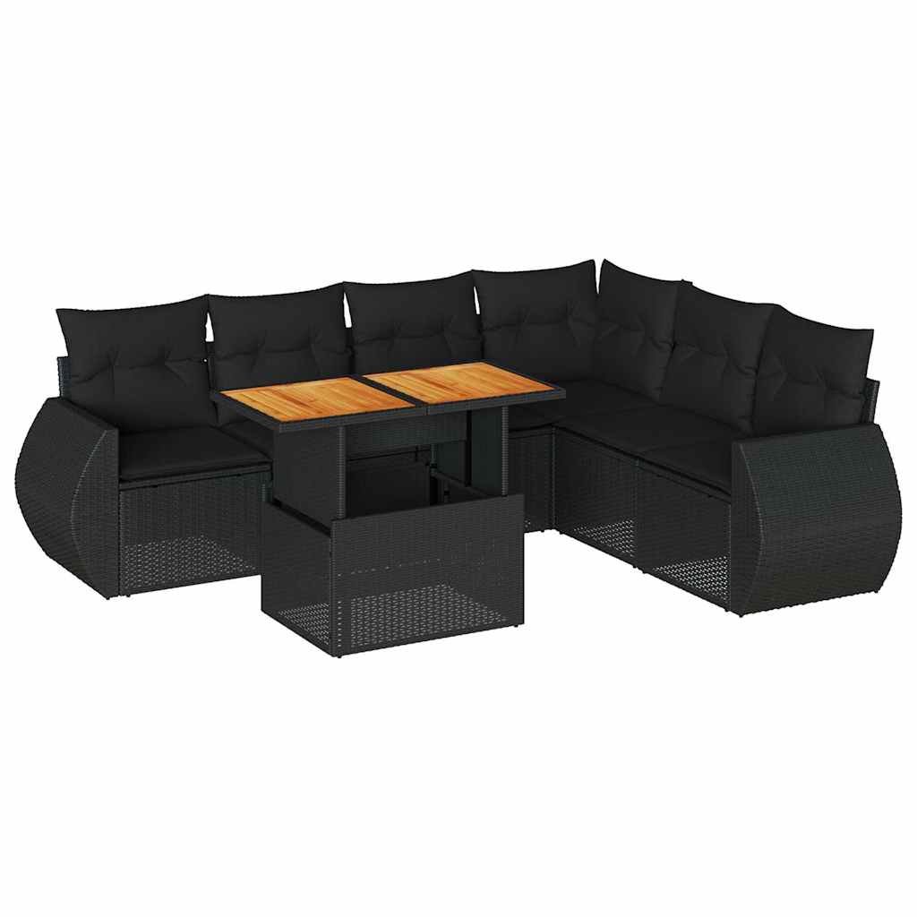 Set Divani da Giardino con Cuscini 7pz Nero Polyrattan - homemem39