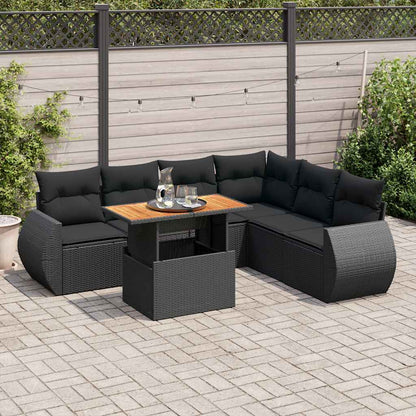 Set Divani da Giardino con Cuscini 7pz Nero Polyrattan - homemem39