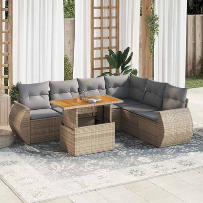 Set Divani da Giardino 7 pz con Cuscini in Polyrattan