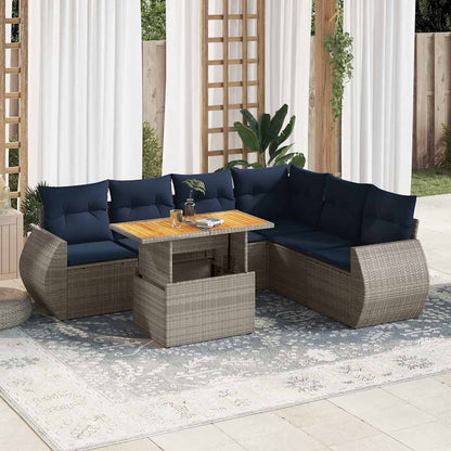 Set Divani da Giardino 7 pz con Cuscini in Polyrattan