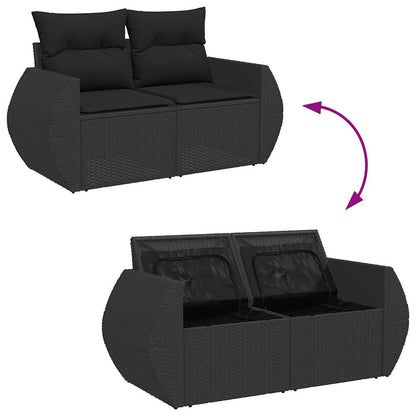 Set Divani da Giardino 9 pz con Cuscini Nero in Polyrattan - homemem39