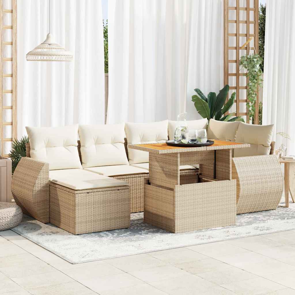 Set Divani da Giardino 7 pz con Cuscini in Polyrattan