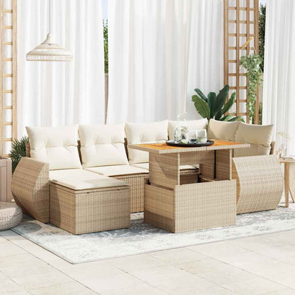 Set Divani da Giardino 7 pz con Cuscini in Polyrattan