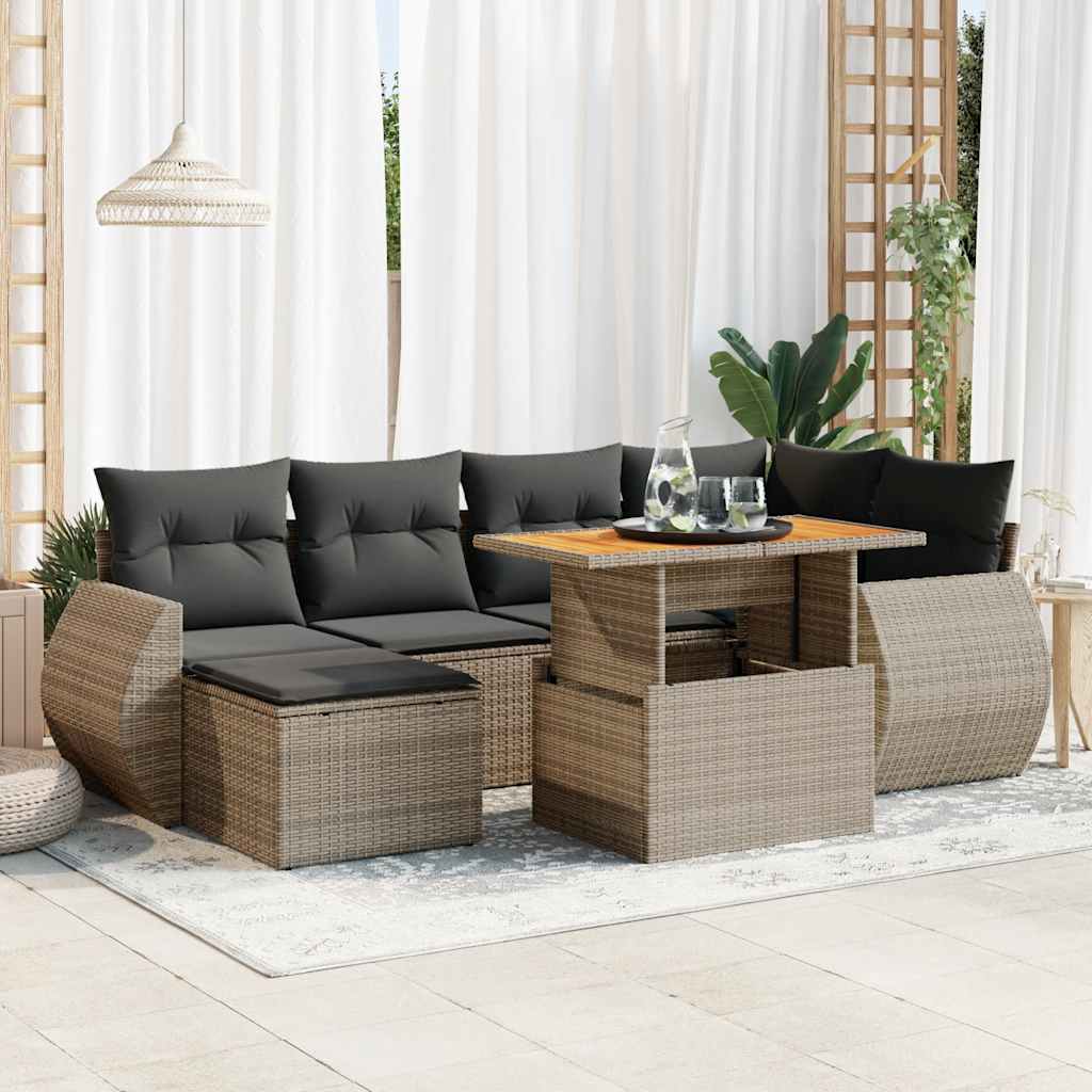 Set Divani da Giardino 7 pz con Cuscini in Polyrattan