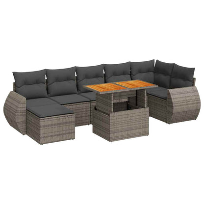 Set Divano da Giardino 8 pz con Cuscini Grigio in Polyrattan | homemem39
