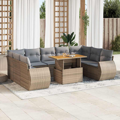 Set Divano da Giardino 10 pz con Cuscini Grigio in Polyrattan