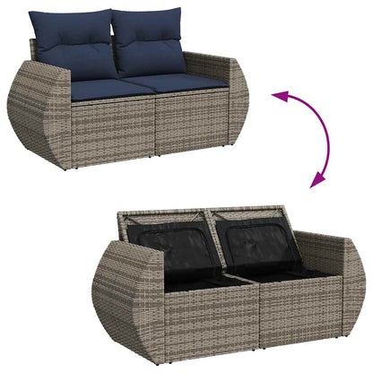 Set Divano da Giardino 10 pz con Cuscini Grigio in Polyrattan | homemem39