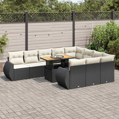 Set Divani da Giardino 11 pz con Cuscini in Polyrattan Nero | homemem39