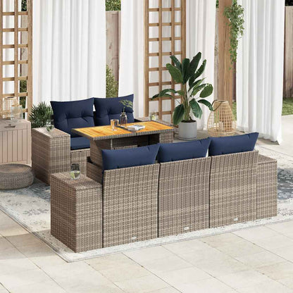 Set Divano da Giardino 6 pz con Cuscini Grigio in Polyrattan | homemem39