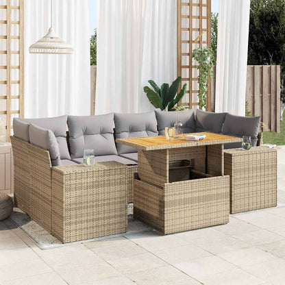 Set Divani da Giardino 7 pz con Cuscini in Polyrattan
