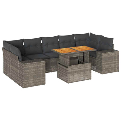 Set Divano da Giardino 8 pz con Cuscini Grigio in Polyrattan | homemem39