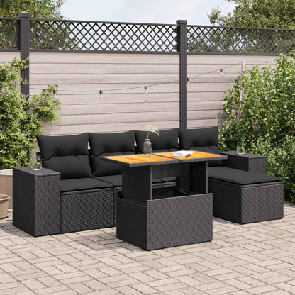 Set Divano da Giardino 6 pz con Cuscini Nero in Polyrattan | homemem39