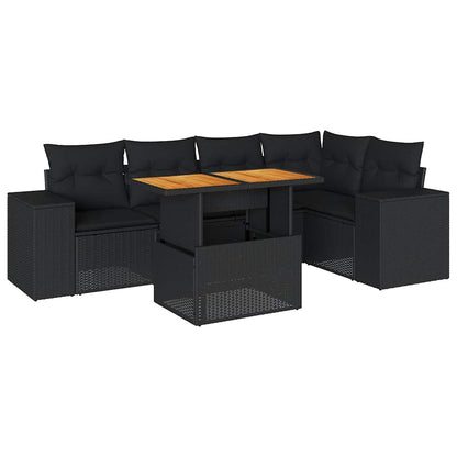 Set Divano da Giardino 6 pz con Cuscini Nero in Polyrattan | homemem39