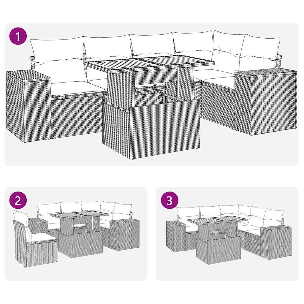 Set Divano da Giardino 6 pz con Cuscini Nero in Polyrattan | homemem39