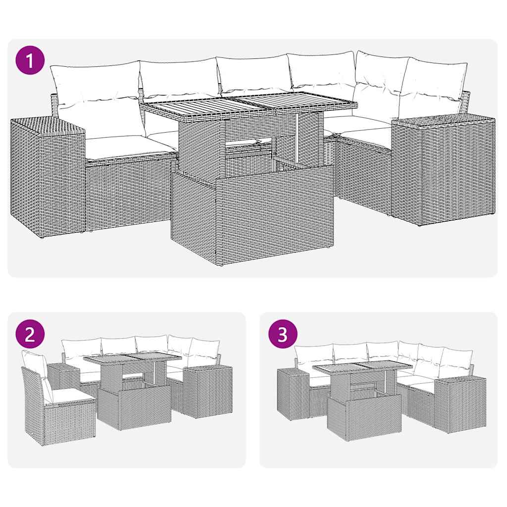 Set Divano da Giardino 6 pz con Cuscini Grigio in Polyrattan | homemem39